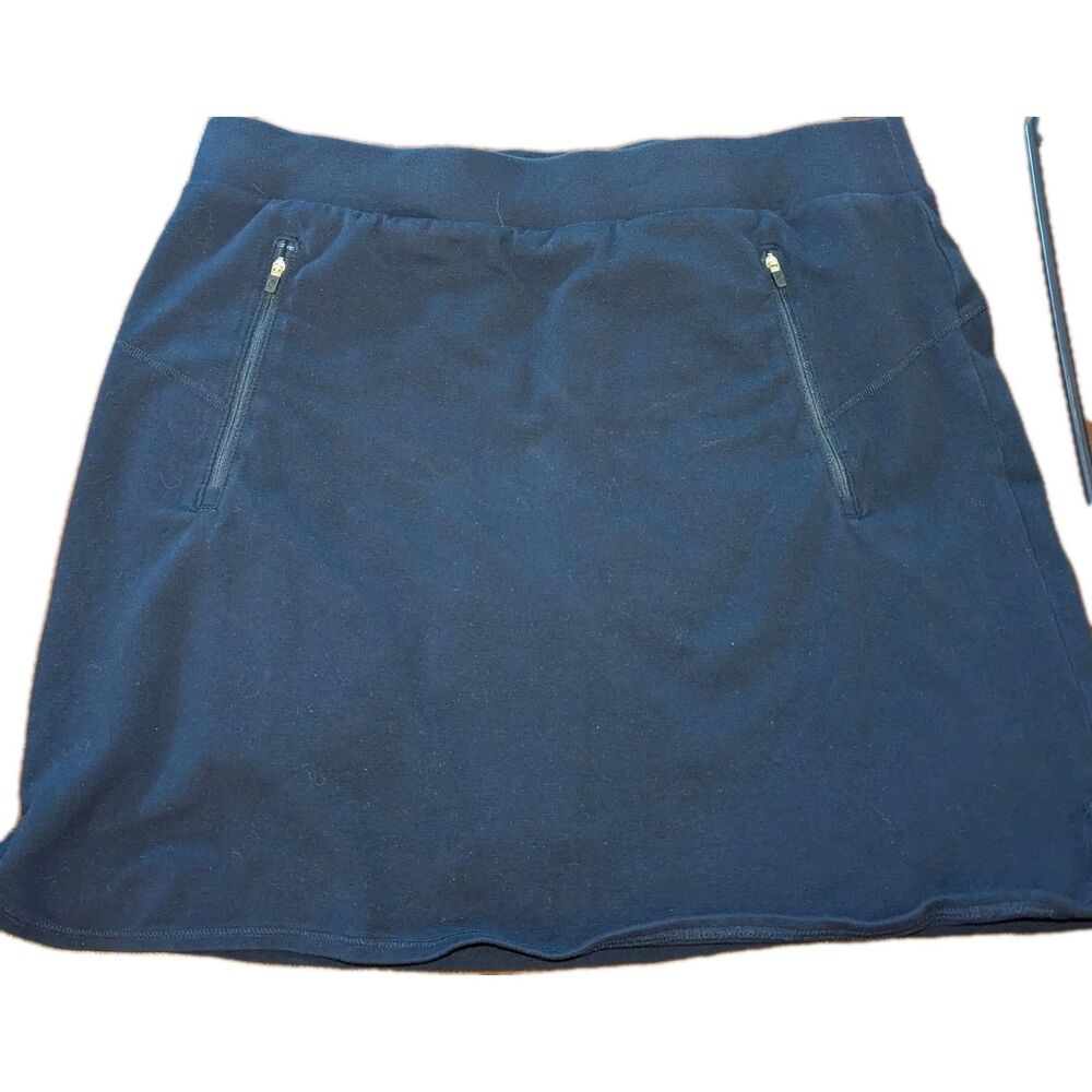 T by TALBOTS Women’s 1X Everyday Stretch Skort Navy Blue Zipper Pockets 1x